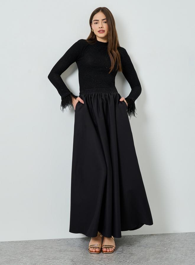 Styli Women Black A-Line Maxi Skirt - Image 2